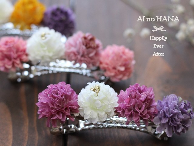 ぽんぽんマムのバレッタ ヘアアクセサリー 浴衣 和装 髪飾り ハンドメイドマーケット Minne