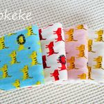  ねこちゃん時々ライオンさん  ふわふわ&やわらか８重ガーゼ ハンカチ♪４枚セット（無添加ガーゼ使用）