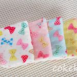 🍓 ガーリー🍬キューティーリボン🎀 🍓 ふわふわ&やわらか８重ガーゼ ハンカチ♪４枚セット（無添加ガーゼ使用）
