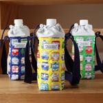 【受注生産】洗える☆電車大好き 500ml/１L ペットボトルホルダー肩紐付き（イエロー）キッズ用