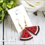 【再販★SALE】レザー スイカの大ぶりフルーツピアス（本革）