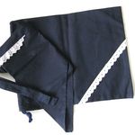 　三角巾＋巾着セット 　紺×レース　お子様用〜大人用
