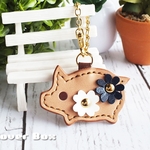 【再販・新色】レザー ブタさんのバッグチャーム・ネイビー（本革）