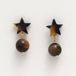 小さい星のべっ甲とタイガーアイのピアス