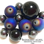 【惑星色✧3種石ミックス✩】イリデッセントドゥルージーアゲートとへマタイト、AAAオニキスミックス✩【１２個】セット【ふしぎ商店 特製の癒石✧】