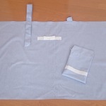 ラスト1点♫赤ちゃんのお顔が見えやすい。刺繍リボンの水色ストライプ授乳ケープ