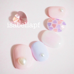 再販5✳︎ラブリーパステルチークネイル ピンク×パープル