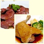 鴨モモ肉のコンフィ＆ローストビーフセット