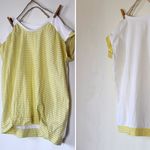 （再販）綿麻レモンボーダー×ニット▼フレンチ袖のプルオーバー▼