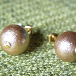 コットンパールピアス（12ミリ）☆ベージュ
