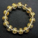 天然石 ヒマラヤ水晶 朱雀プレスレット 13ｍｍ玉 内周17.5cm 　160720896