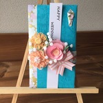 新作 ご祝儀袋 水色 花束ピンク