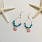 ターコイズとピンクのピアス♡イヤリング等変更可能♪