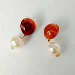 べっ甲×パール　ピアス/イヤリング 　ゆらゆら　シンプルで合わせやすい♡