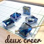 17mm★スクエア★ガラスビーズ ～スカイブルー