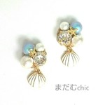 シェルとヒトデのBlueピアスorイヤリング[再販]