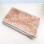 ◇◆Special Price◆◇　LIBERTY&帆布ラミネート　Jenny's Ribbons/ ジェニーズリボンズ　アプリコット　wファスナー・内ポケット・マチ付きポーチ