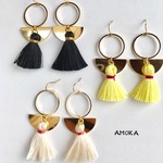 選べる タッセル&ゴールド プレートピアス イヤリング    夏