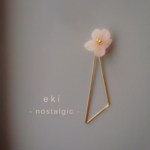 花　ピンク　トライアングル　ワイヤー　フープ　ピアス/イヤリング/ノンホールピアス
