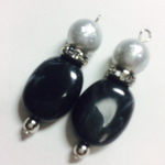 ブラック×グレーシャイニーパール イヤリングorピアス
