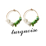  ♦︎シンプル♢ turquoise  ♦︎ ターコイズ×翡翠×フープ♦︎ ピアス イヤリング