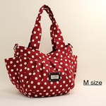 受注製作　Mサイズ　赤色ドット柄プリント生地　ころりんバッグ♪　Fm2 Lab.