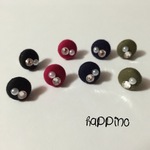 くるみボタン　プチピアス　ダブルガーゼ