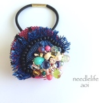 夏の夜〜刺繍ヘアゴム