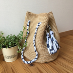 麻紐の巾着ショルダーバッグ  Lサイズ♪新色♪【ボーダー】