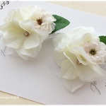 ローズと紫陽花のホワイトブーケヘアクリップ