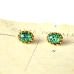 素敵*Green Dragon Eye ピアス *ガラス *チェコ製*ヴィンテージ　