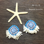 ☆1点もの☆ホワイトサンゴとビーズ刺繍のピアス/イヤリング