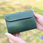 【受注生産品】三つ折り財布 ～栃木アニリン緑×栃木サドル～