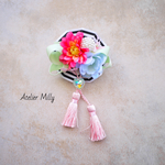 【キッズ 浴衣 発表会】小さなダリアとピンクタッセルの髪飾り✨、子供に