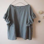 LINEN フリルチュニック *サックス*　size FREE