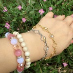 シルバー色とゴールド色ミックス二連ブレスレット/軽くて使いやすい