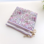 再販　LIBERTY&帆布ラミネート   Felicite　フェリシテ　2011ES　ピンク系　ビニコのＷファスナー・内ポケット・マチ付ポーチ【wnpm12-01】◆カードポーチ・お財布・小物入れに♪