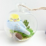 テラリウム◆選べる眠りインコ◆小鳥◆羊毛フェルト◆多肉植物