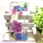 受注製作 iphone用押し花ケース ＊紫陽花garden・小町＊  スワロフスキーいっぱい♡スマホケース