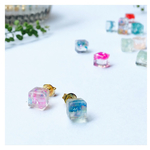 ☆再再販☆小さなしかくの宝石ピアス