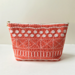 【Large size】花刺繍オレンジポーチ
