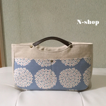 サークルフラワー柄(水色)♪バッグinバッグ★ハンドメイド★