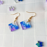 【送料無料】夜空ピアス☆スクエア(パープル×ブルー)