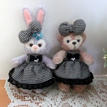 ぬいぐるみバッジ　シェリーメイ＆ステラルー　黒白チェックエプロンドレス