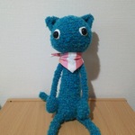 ターコイズブルーのねこ・あみぐるみ