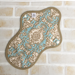 【送料無料】XLサイズ 〜夜用〜 オーガニック布ナプキン   水色×ベージュダマスク柄