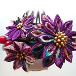 ▼SALE▼紫色花柄　剣花のコーム髪飾り　#つまみ細工　浴衣や着物に