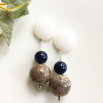 大ぶりピアス イヤリング stcat風 パイソン ネイビー ホワイト シルバー ピアス st,cat dallas ヴィンテージ アンティーク ハンドメイド 夏 