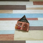 ★森のおうち革ブローチ★緑レザー★