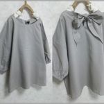リネンうしろりぼんブラウス グレー